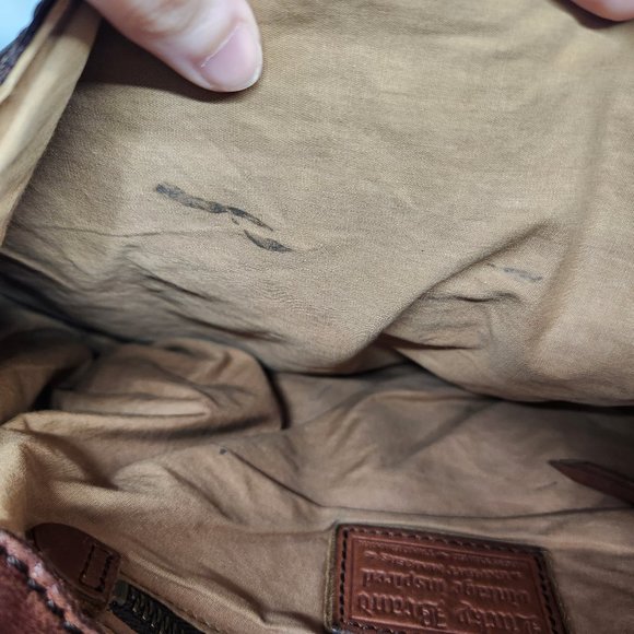 Lucky Brand Stash Brown Lamb Distressed Leather Fold Over Shoulder Hobo Bag - Picture 7 of 11